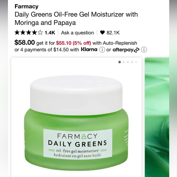 NWOT Farmacy Daily Greens Oil-Free Gel Moisturizer with Moringa and Papaya 50mL - Picture 3 of 4